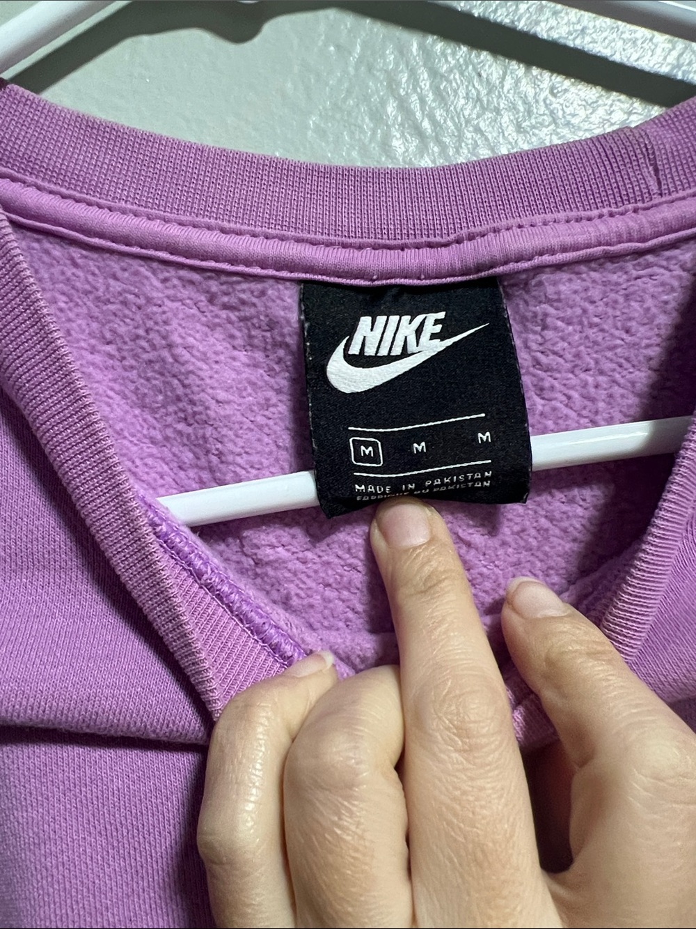 Nike Air 3/4 half Cropped Sweater & Lavender Crewneck size M Embroidered hit - Picture 6 of 7